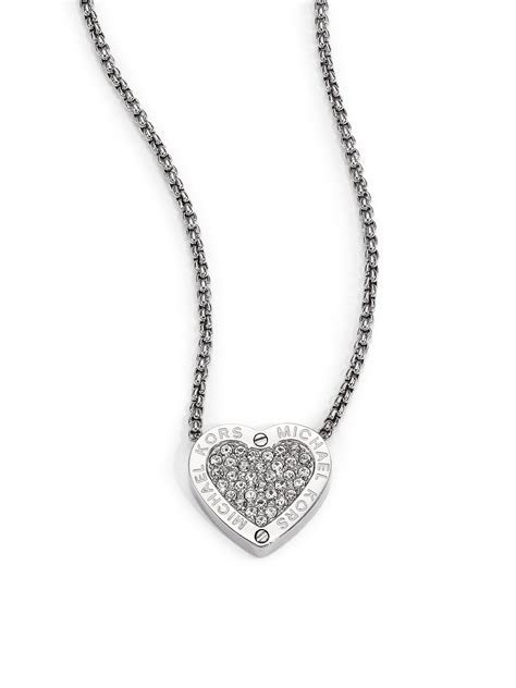 michael kors necklaces silver|michael kors pendant necklace.